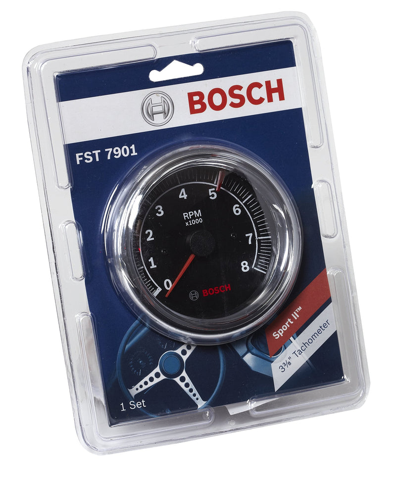  [AUSTRALIA] - Bosch SP0F000018 Sport II 3-3/8" Tachometer (Black Dial Face, Chrome Bezel)