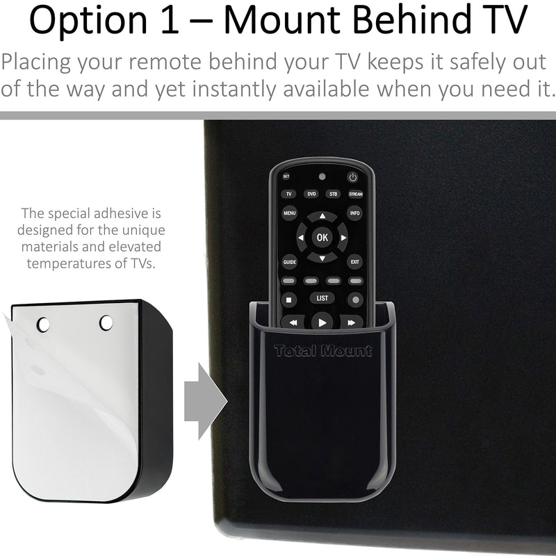  [AUSTRALIA] - TotalMount Universal Remote Control Holders (2 Pack) – Attach to Wall or Back of TV – Compatible with All TV Remotes (Premium Black, Medium) Premium Black