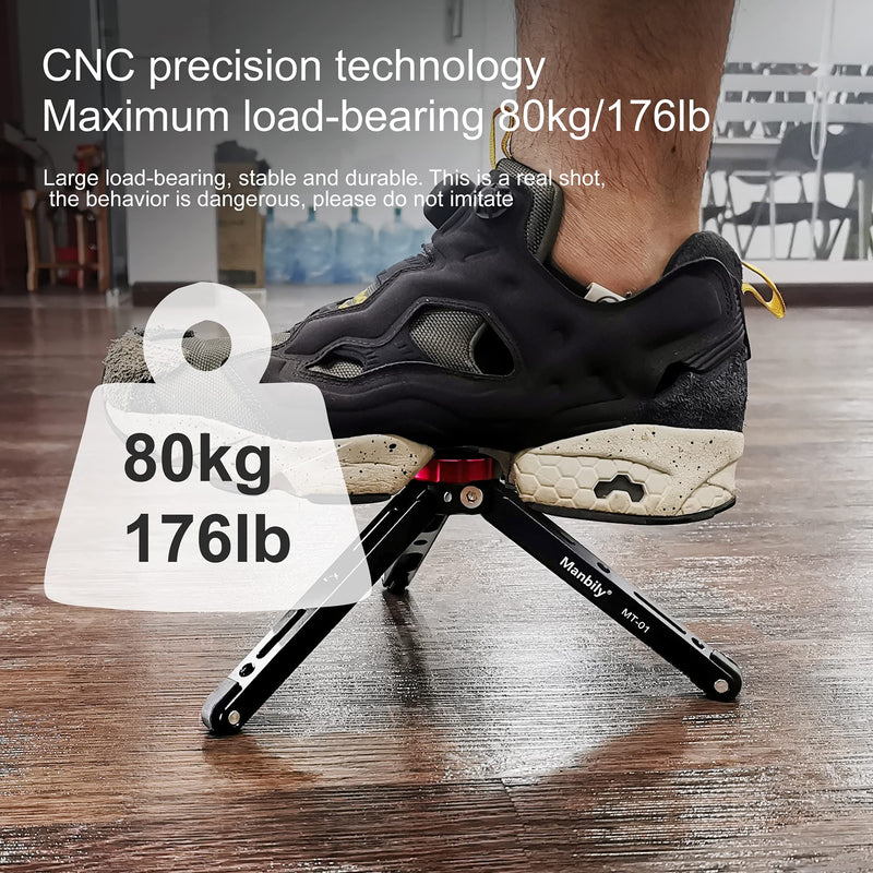  [AUSTRALIA] - Manbily Tabletop Tripod Stand for DSLR Camera, Phone Tripod with 1/4 and 3/8 Screw Mount and Function Leg Design, Max Payload of 176 Lb,CNC Metal Aluminum,Mini Travel Mount(MT-01)