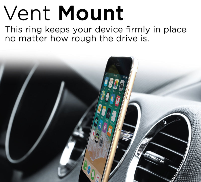  [AUSTRALIA] - Aduro Phone Ring Holder [3-in-1] - Phone Ring, Phone Stand, Phone Car Vent Mount, Finger Grip Phone Holder for All iPhone, Samsung Galaxy (Black) Black