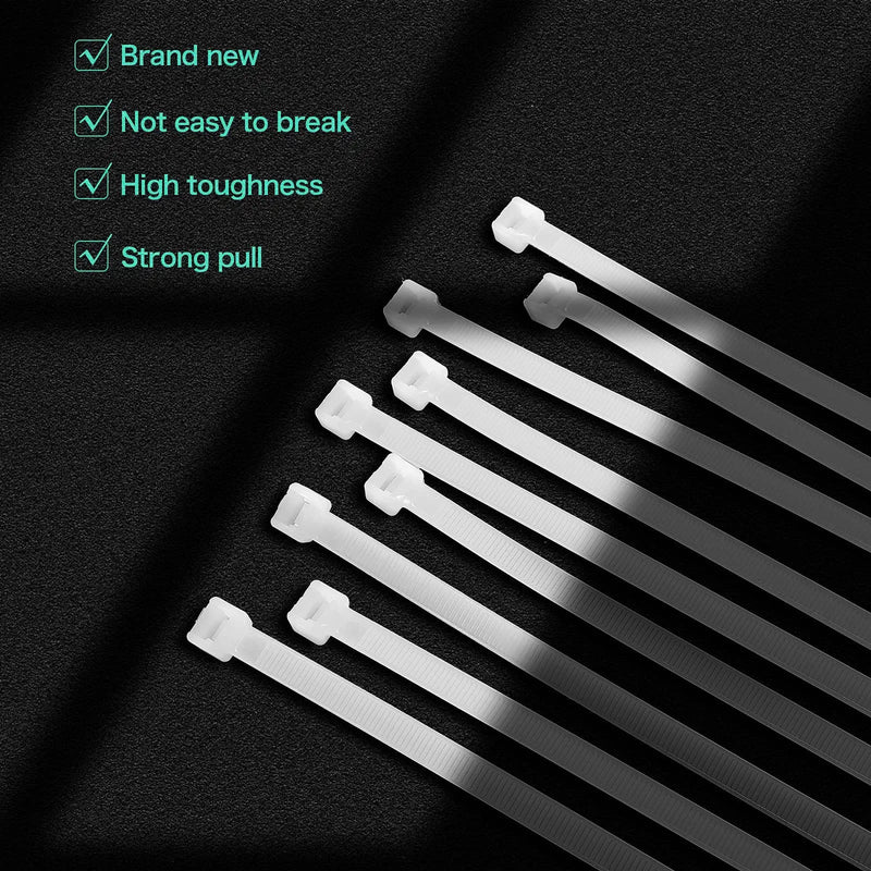  [AUSTRALIA] - 50 Pcs Zip Ties Heavy Duty Strong Large Cable Wire Ties Zip Ties Industrial Sturdy Wire Ties, Awnings Tying Branches Bundling of Crops Fixed Water Pipes(White,24 inch x 7.9 mm) 24 inch x 7.9 mm White