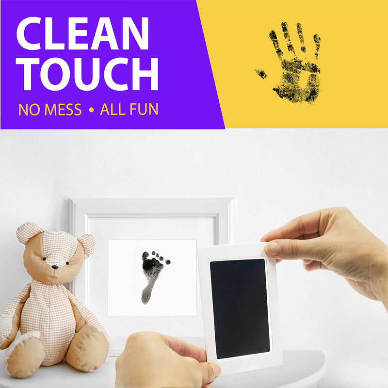 Large Clean Touch Ink Pad for Baby Handprints and Footprints – Inkless Infant Hand & Foot Stamp – Safe for Babies, Doesn’t Touch Skin – Perfect Family Memory or Gift, Black Print Kit by Tiny Gifts Large - LeoForward Australia