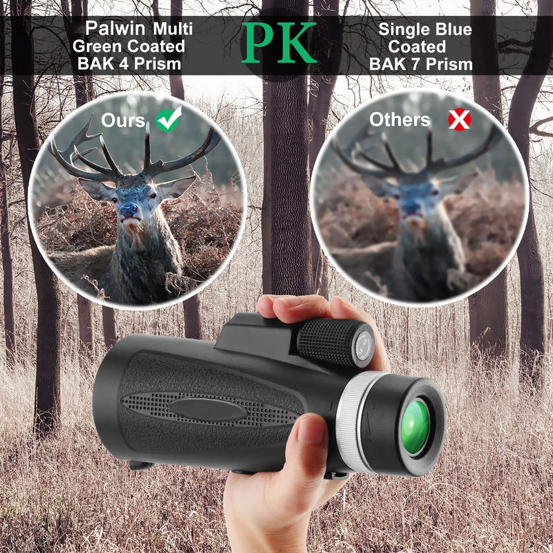  [AUSTRALIA] - 12X50 Monocular Telescope - Palwin High Power Monocular Telescope with Smartphone Holder & Tripod - Low Night Vision Waterproof Zoom Telescope - BAK4 Prism for Wildlife Bird Watching Hunting Camping