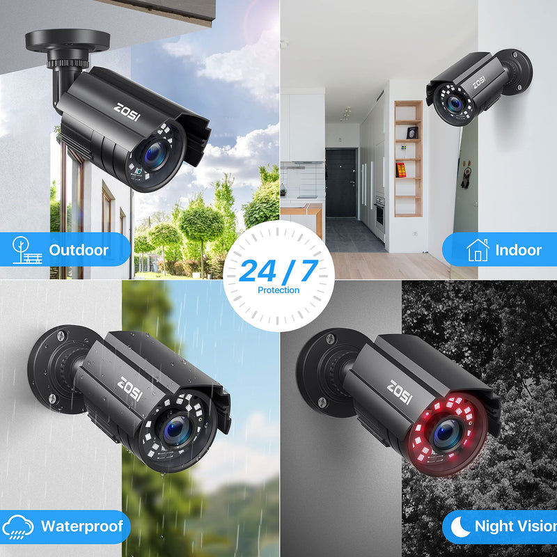  [AUSTRALIA] - ZOSI 1080P HD-TVI Security Camera for Home Office Surveillance CCTV System - Bullet bnc Camera with Night Vision Black Wired-1Cam
