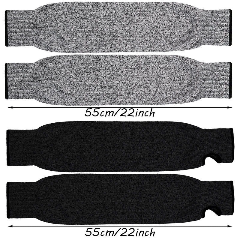  [AUSTRALIA] - 2 Pairs Cut Resistant Sleeves Arm Protection Sleeves Safety Arm Guard Black, Grey 45 cm/ 18 inch