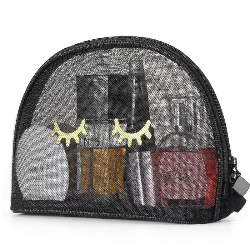 Cosmetics Bag, See Through Makeup Bag/Organizer, Stylish Eyelashes, 9x6 pouch, Mesh Travel Accessories Organizer by Charmonic (Black) - LeoForward Australia