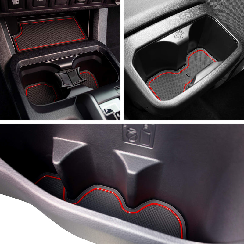  [AUSTRALIA] - CupHolderHero for Toyota Tacoma 2016-2020 Cup Liners Accessories – Premium Cup Holder, Console, and Door Pocket Inserts 18-pc Set (Double Cab) (Red Trim) Double Cab (FULL 4 DOORS) Red Trim