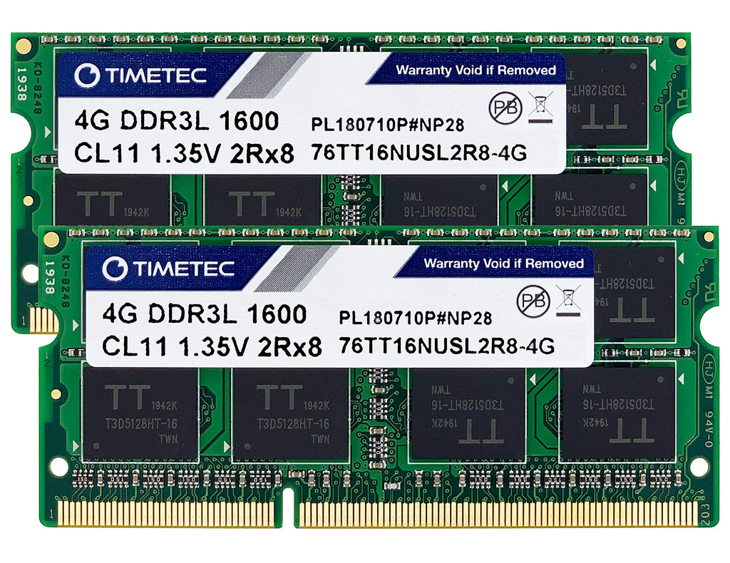  [AUSTRALIA] - Timetec 8GB KIT(2x4GB) DDR3L / DDR3 1600MHz PC3L-12800 / PC3-12800 Non-ECC Unbuffered 1.35V / 1.5V CL11 2Rx8 Dual Rank 204 Pin SODIMM Laptop Notebook PC Computer Memory RAM Module Upgrade 8GB KIT(2x4GB)