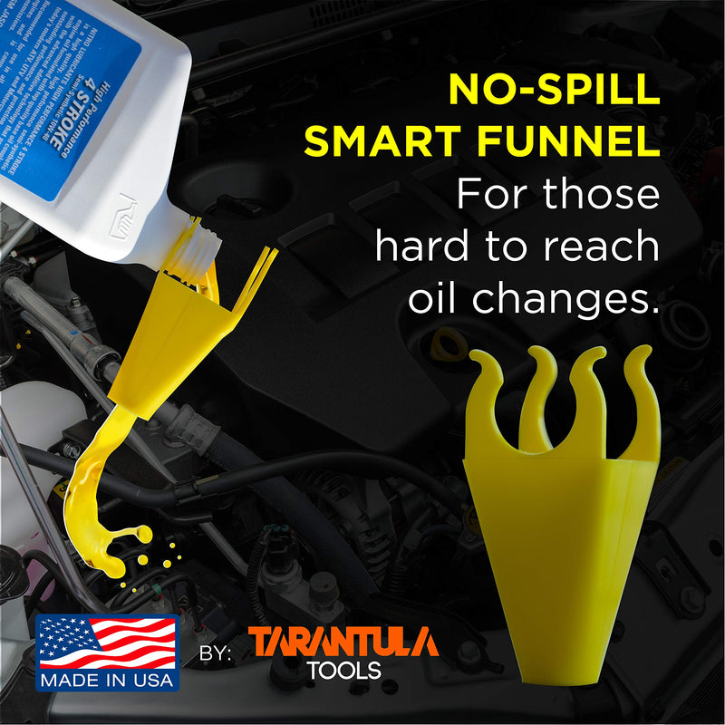  [AUSTRALIA] - Tarantula Tools No Spill Smart Funnel - Automotive and Motorcycle Oil Change Funnel for Oil Quarts - Engine Motor Oil Funnel for Use with Car, Truck, Motorcycle, ATV, GM, Ford, Jeep, Toyota, and More