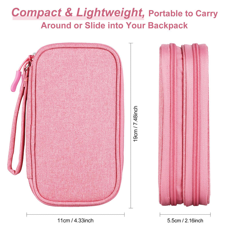  [AUSTRALIA] - Travel Cord Organizer, Bevegekos Travel Accessories Pouch Case for Small Electronics & Tech (Small, Pink)
