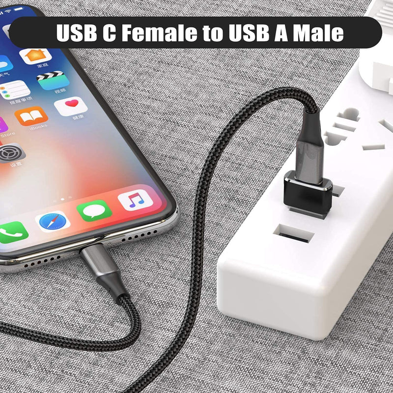  [AUSTRALIA] - 6 Pack-USB C Female to USB Male Adapter ,Type C to USB A Charger Cable Adapter,Compatible with iPhone 11 12 Pro Max, 2020,Samsung Galaxy Note 10 S20 Plus S20+ Ultra,Google Pixel 4 XL(Black Purple) 6 black and purple
