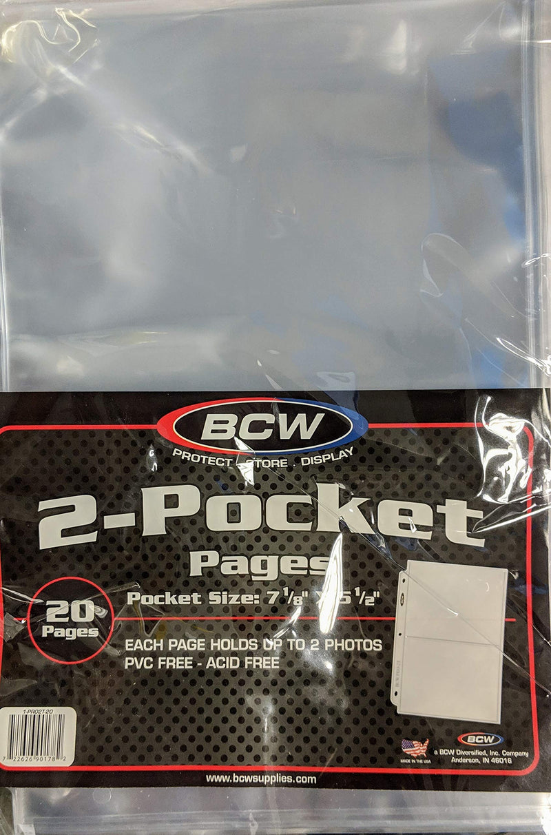  [AUSTRALIA] - 20 (Twenty Pages) - BCW Pro 2-Pocket Page (7-1/8" x 5-1/2" Cards, Postcards or Photos)
