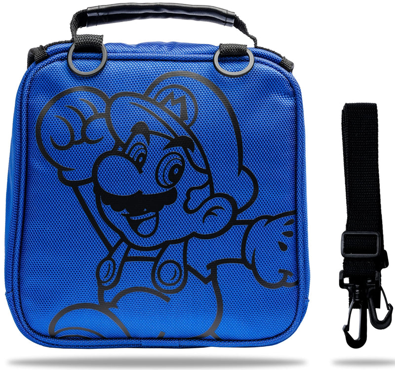  [AUSTRALIA] - Nintendo 3DS Carrying Case Compatible With Nintendo Switch, 2DS, 3DS, 3DS XL, DS, DS XL, DS Light Handle & Shoulder Strap Traveling Carry Case With Hard Zipper Blue Officially licensed