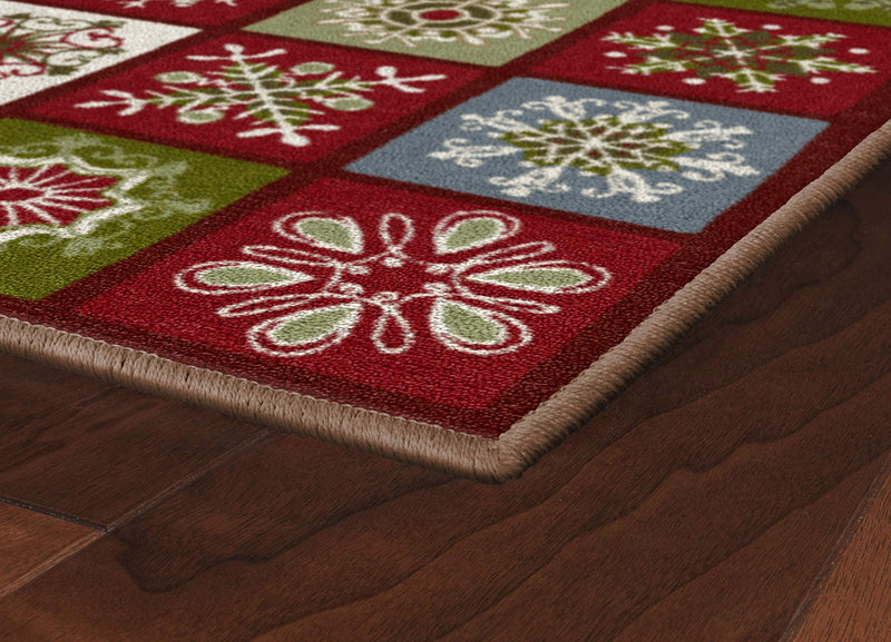  [AUSTRALIA] - Brumlow MILLS Holiday Blocks Washable Festive Christmas Squares Indoor or Outdoor Holiday Rug for Living or Dining Room, Bedroom and Kitchen Area, 20x34, Multicolor, EW20559-20X34BH 1'8" x 2'10"