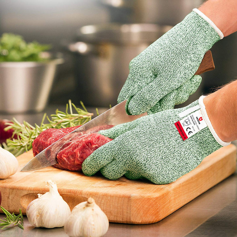 NoCry Cut Resistant Gloves - Ambidextrous, Food Grade, High Performance Level 5 Protection. Size Small, Green, Complimentary Ebook Included Original Green - LeoForward Australia