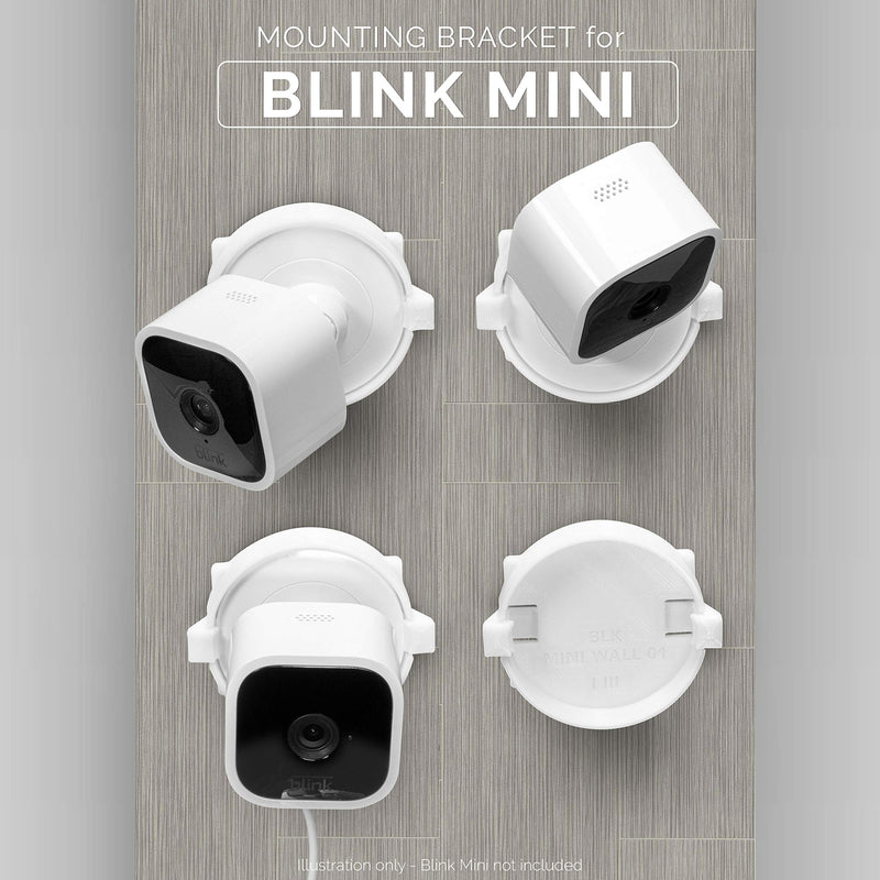  [AUSTRALIA] - Wall Mount Holder for Blink Mini Camera, No Screws, Stick On with Strong 3M VHB Tape, Fast, No Screws, No Mess Install (2 Pack, White), Blink Bracket Stand by Brainwavz
