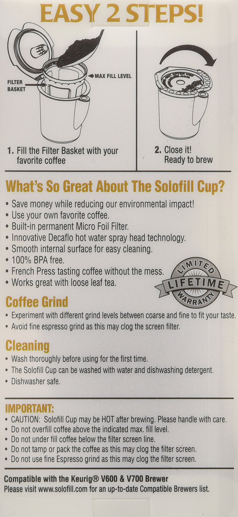 Solofill V1 GOLD CUP 24K Plated Refillable Filter Cup for Coffee Pod - LeoForward Australia
