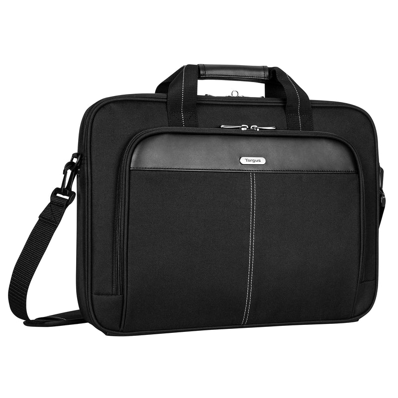 Targus Classic Slim Briefcase with Crossbody Shoulder Bag Design for the Business Professional Travel Commuter and Laptop Protection fits up to 15-16" Laptops, Black (TCT027US) - LeoForward Australia