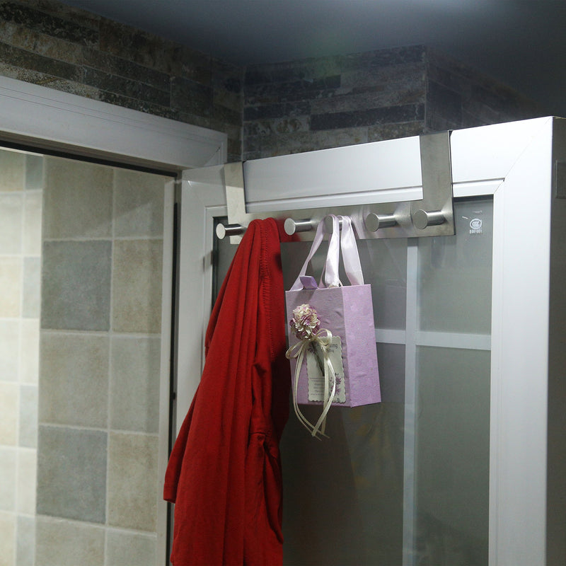 Over The Door Hook Door Hanger:Over The Door Towel Rack with 6 Peg Hooks for Hanging,Door Coat Hanger Towel Hanger Over Door Coat Rack for Clothes,Back of Bathroom,Silver,2 Packs 2 Pack Silver - LeoForward Australia