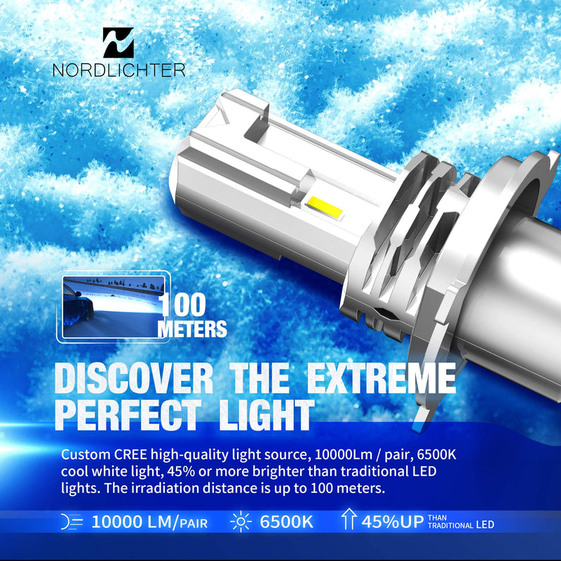 N NORDLICHTER H4 LED Bulb, Fanless 9003 Ultra Bright 6500K Conversion Kit Cool White, Pack of 2 - Halogen Replacement Low Fog Light - LeoForward Australia