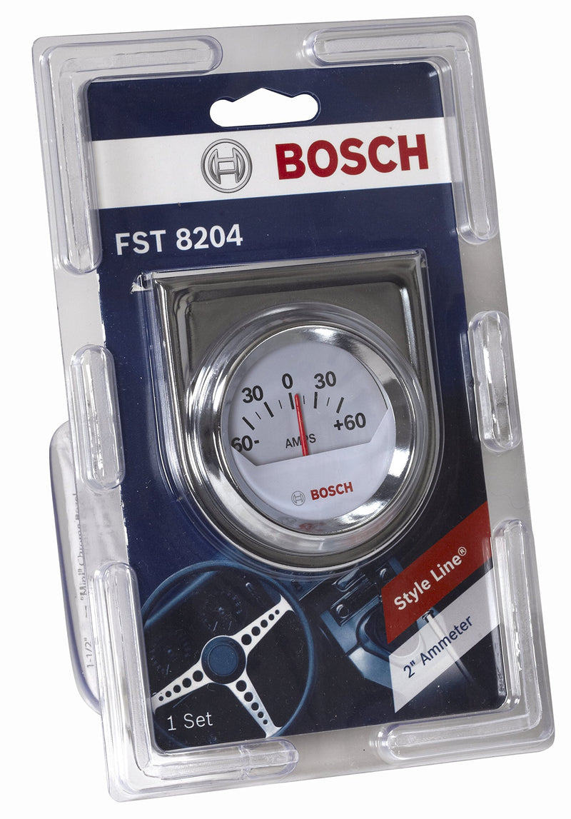  [AUSTRALIA] - Bosch SP0F000058 2" Style Line Ammeter Gauge (White Dial Face, Chrome Bezel)