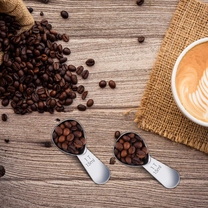 [AUSTRALIA] - 3 Pieces Coffee Scoop Stainless Steel Coffee Scoops Short Handle Tablespoon Measuring Spoons for Coffee Tea Sugar (15 ml) 15 ml