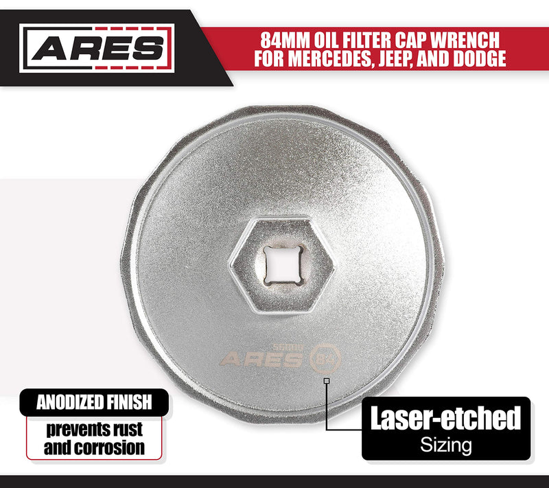 [AUSTRALIA] - ARES 56009-84mm Oil Filter Wrench for Mercedes, Jeep, and Dodge - 3/8-Inch Drive - Easily Remove Oil Filters
