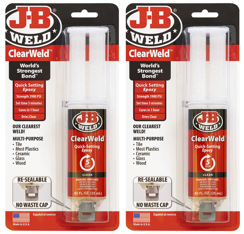  [AUSTRALIA] - J-B Weld ClearWeld 5 Minute Epoxy, Clear, Syringe, 2 Pack, 50112-2 25ml - 2 Pack