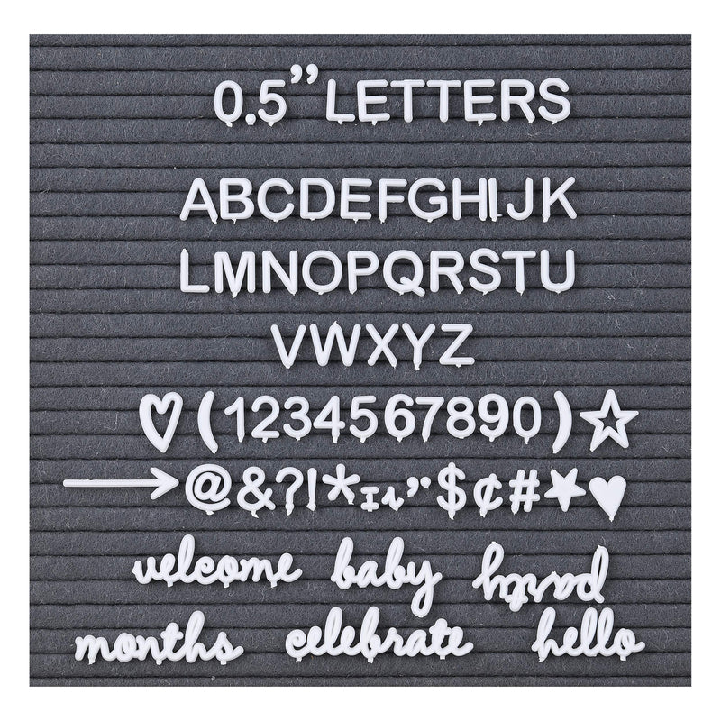  [AUSTRALIA] - Veskaoty 1/2 Inch Letters for Felt Letter Boards,362 Pcs Including Small Letters,Numbers,Symbols,Cursive Words for Changeable Plastic Message Boards (White)