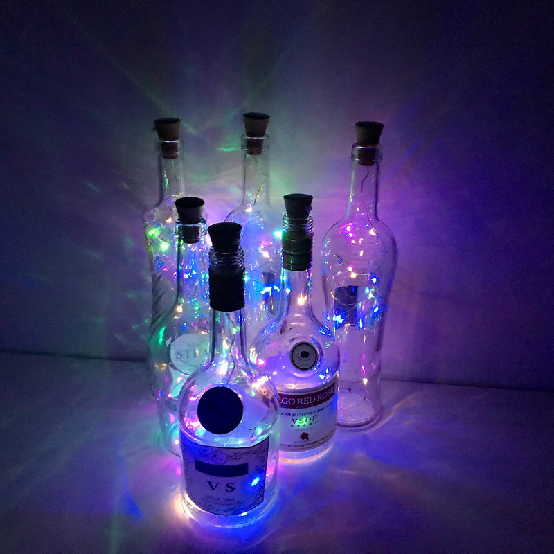  [AUSTRALIA] - LoveNite Wine Bottle Lights with Cork, 10 Pack Battery Operated LED Cork Shape Silver Wire Colorful Fairy Mini String Lights for DIY, Party, Decor, Wedding(4 Colors) 4 Colors