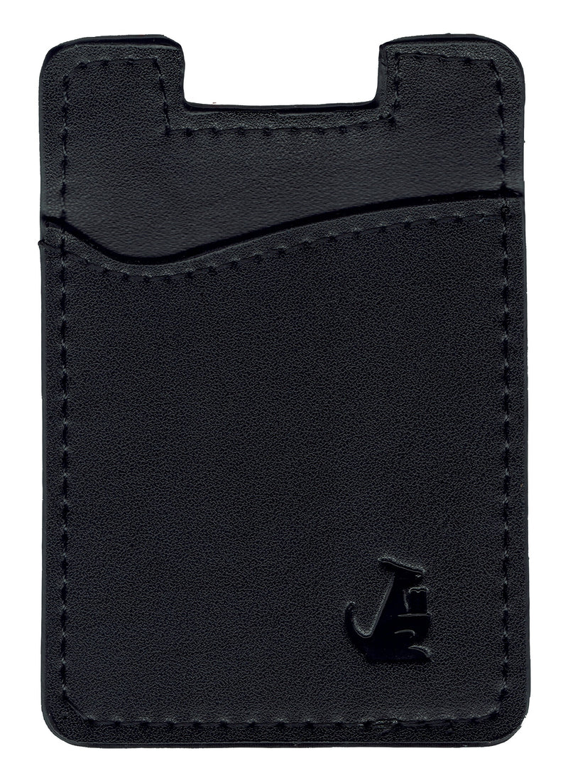  [AUSTRALIA] - Premium Leather Phone Card Holder Stick On Wallet for iPhone and Android Smartphones Kangaroo (Black Leather) by Wallaroo Black