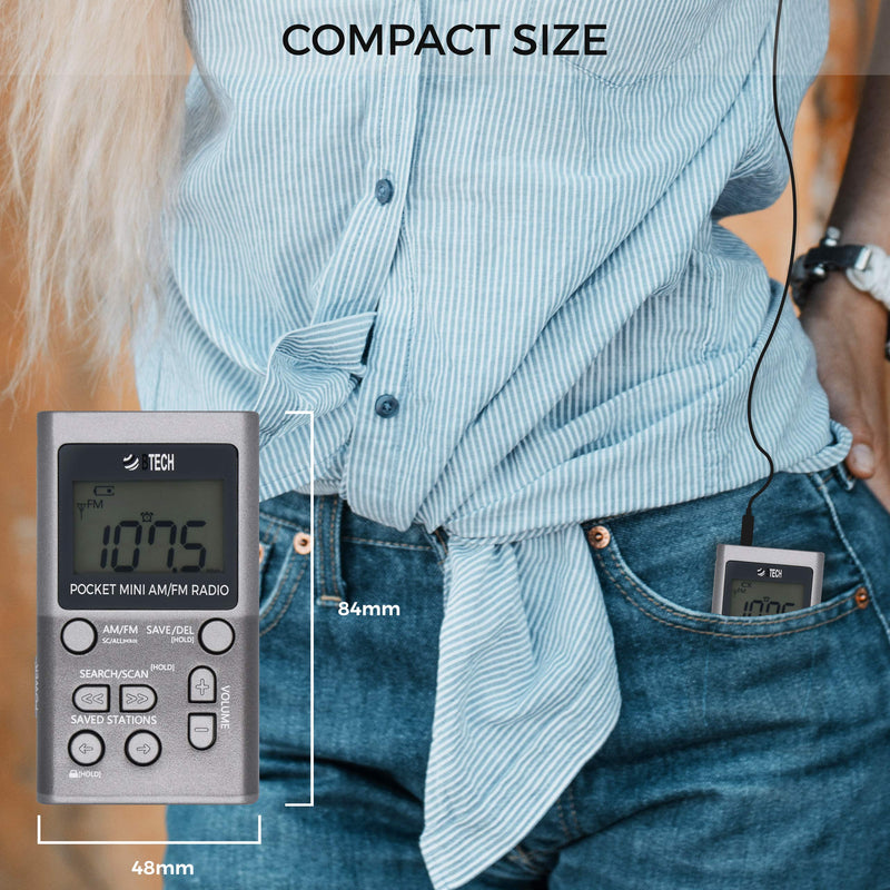  [AUSTRALIA] - BTECH MPR-AF1 AM FM Personal Radio with Two Types of Stereo Headphones, Clock, Great Reception and Long Battery Life, Mini Pocket Walkman Radio with Headphones (Silver) MPR-AF1 Radio Silver