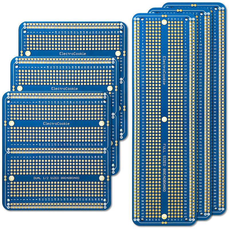  [AUSTRALIA] - ELECTROCOOKIE Large PCB Prototype Board Kit Solderable Breadboards for Electronics Projects Compatible for DIY Arduino Soldering Projects, Gold-Plated (6 Multi-Pack, Blue)
