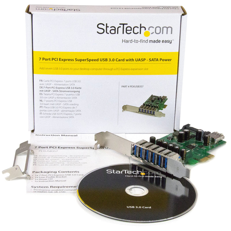  [AUSTRALIA] - StarTech.com 7 Port PCI Express USB 3.0 Card - Standard & Low-Profile - SATA Power - UASP Support - 1 Internal & 6 External USB 3.0 Ports (PEXUSB3S7)