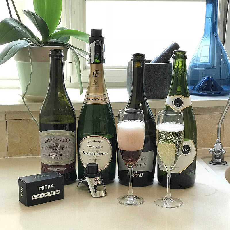  [AUSTRALIA] - Champagne Stopper by MiTBA Bottle Sealer for Champagne Cava Prosecco and Sparkling Wine with a Built In Pressure Pump. Let the Cork Fly and Keep Your Fizz’s Bubbles! Stainless Steel + ABS, B&S Color Black