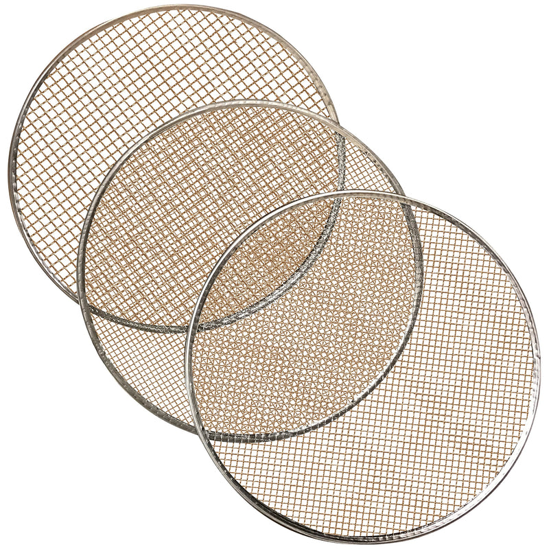 4pc Soil Sieve Set, 12" diameter - Stainless Steel Frame Three Interchangeable Sieves With Varying Mesh Sizes Grade - Mix Soil Filter Large Debris Replacement Screens Available Great for Bonsai Basic pack - LeoForward Australia