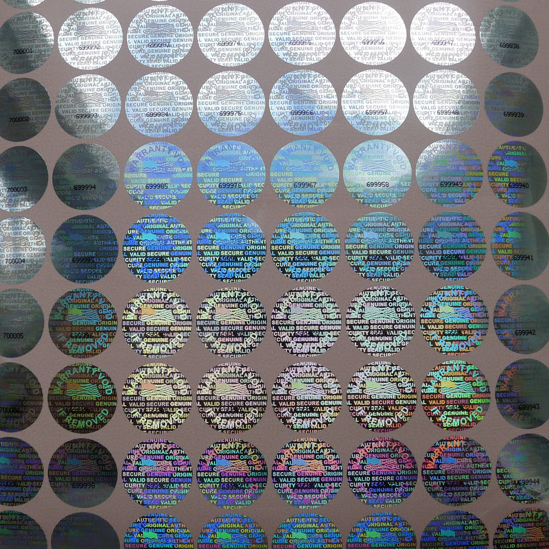 100 Round Bright Silver Hologram Sequentially Numbered Tamper Evident Security Labels/Stickers - LeoForward Australia
