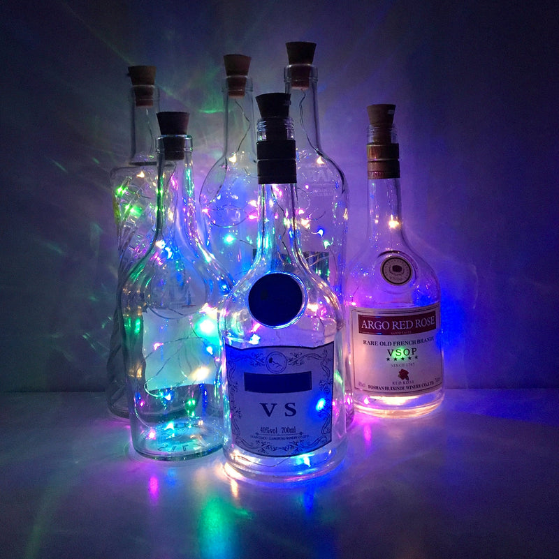  [AUSTRALIA] - LoveNite Wine Bottle Lights with Cork, 10 Pack Battery Operated LED Cork Shape Silver Wire Colorful Fairy Mini String Lights for DIY, Party, Decor, Wedding(4 Colors) 4 Colors