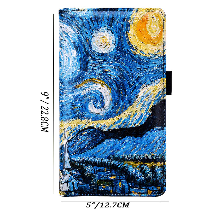  [AUSTRALIA] - 5x9" Server books for waitress, Restaurant Guest check organizer, Cfeclog Waitress book with Zipper High Volume Pocket and Magnetic closure, Waitstaff wallet, Presenters Card Holder for Waiter, Bartender (2022 Starry night) 2022 Starry night