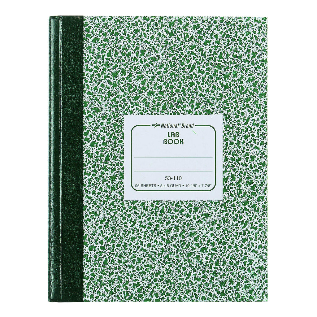  [AUSTRALIA] - National Laboratory Notebook, 5 x 5 Quad Ruling, Green Marble Cover, 10.125" x 7.875", 96 Sheets (53110)