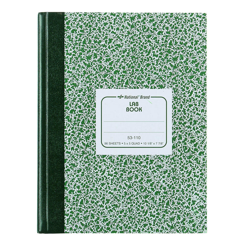 [AUSTRALIA] - National Laboratory Notebook, 5 x 5 Quad Ruling, Green Marble Cover, 10.125" x 7.875", 96 Sheets (53110)