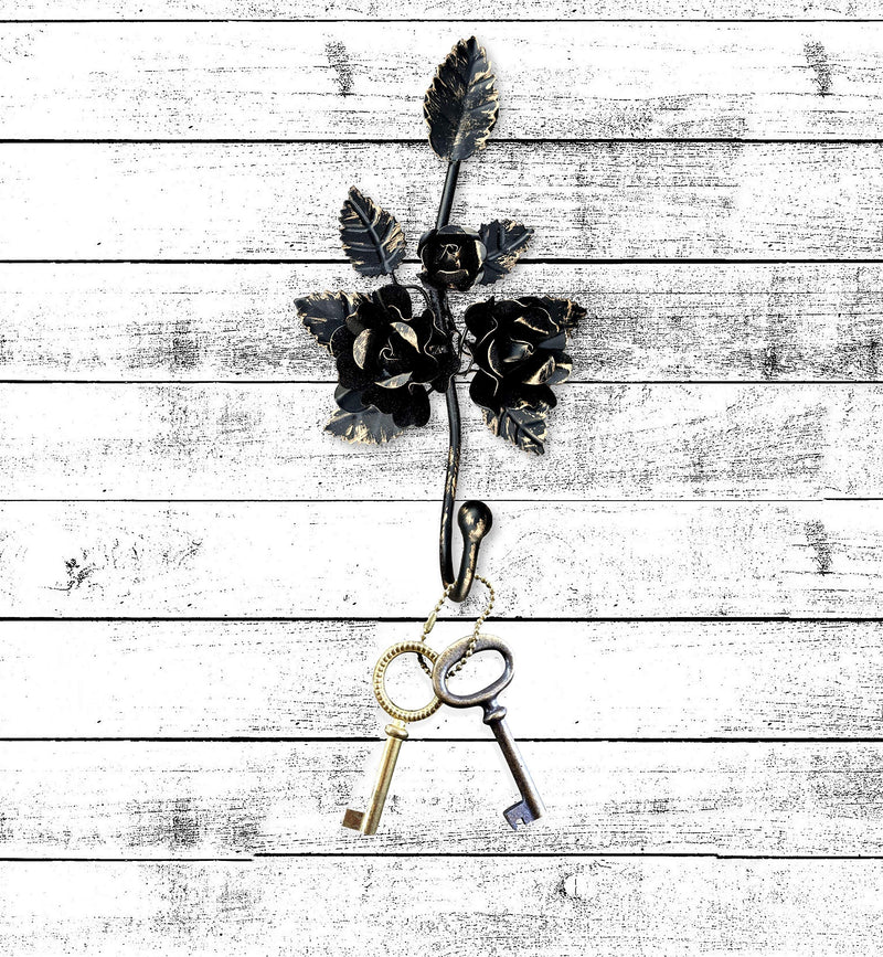  [AUSTRALIA] - Key Holder for Wall Décor - Decorative Hook - Wall Key Holder. Shabby Chic Décor French Accent Towel Hooks (Black & Gold) Black
