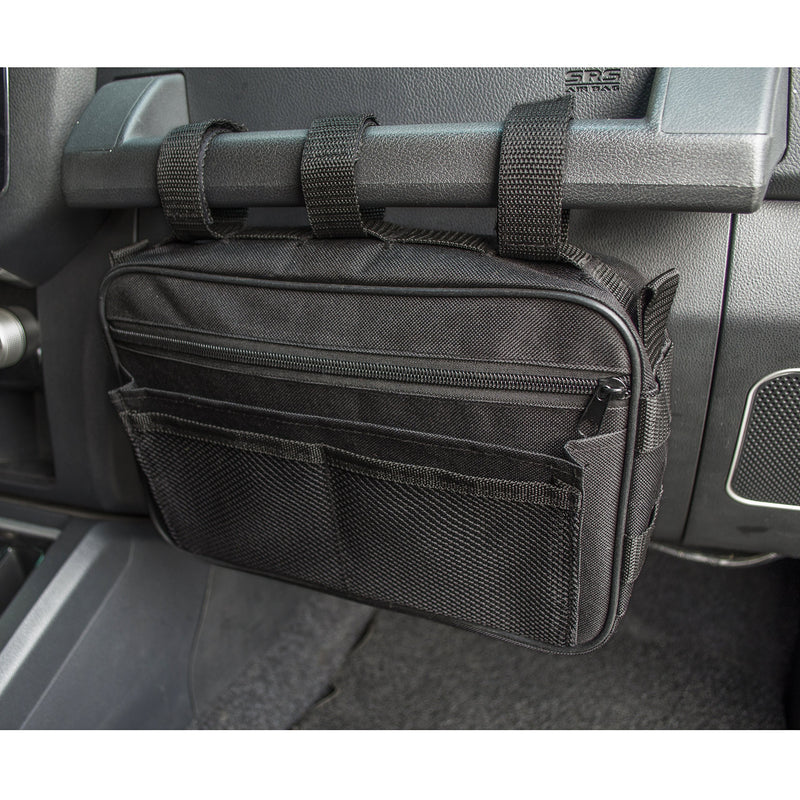  [AUSTRALIA] - MDSTOP Passenger Grab Handles Storage Bag Fits for Almost All Models of Jeep Wrangler, Multi-Purpose Storage Pouch Organizer, Mesh Polyester Dash Tools Bag (Black) Black