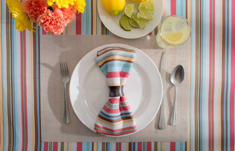 DII Summer Stripe Outdoor Tabletop Collection, Stain Resistant & Waterproof, 60x84" w/Zipper, Stripe Tablecloth, 60x84" w/Zipper - LeoForward Australia