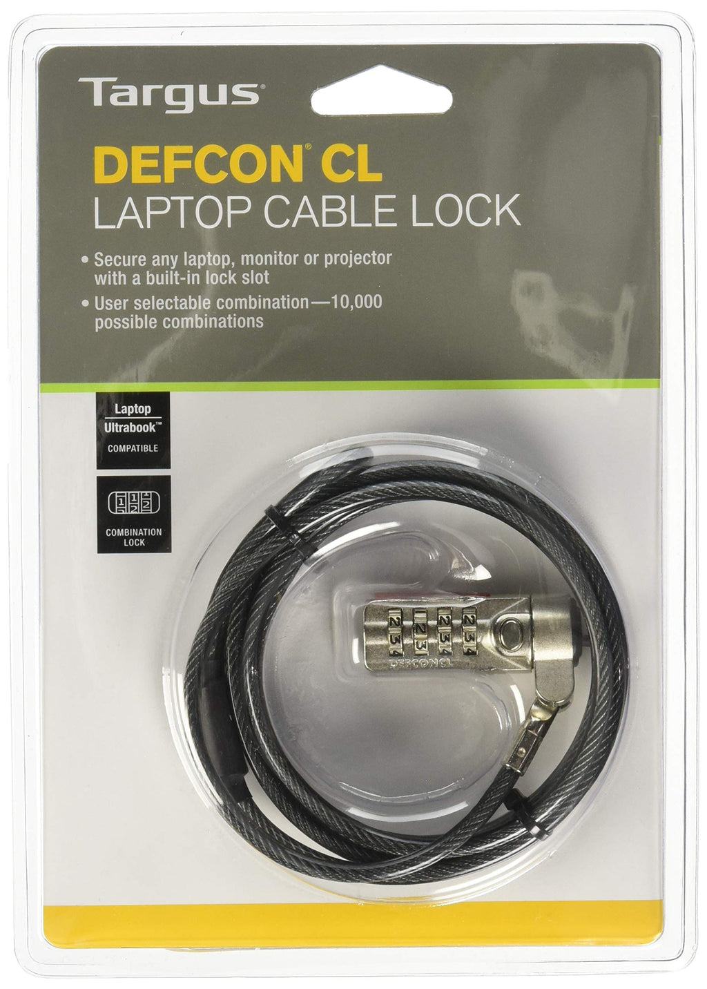  [AUSTRALIA] - Targus DEFCON T-Lock Resettable Combo Cable Lock for Laptop Computer and Desktop Security (PA410U)
