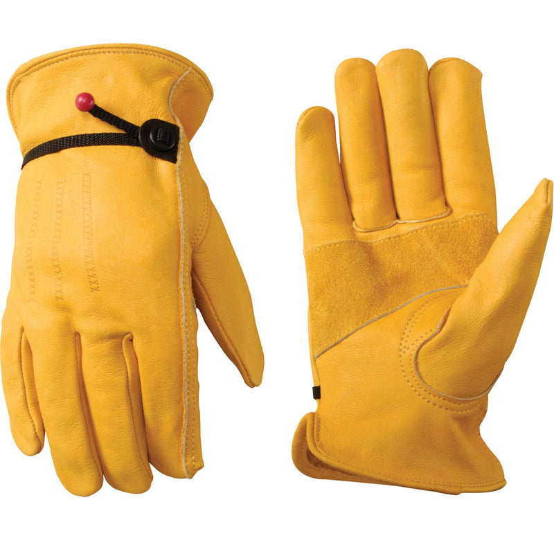  [AUSTRALIA] - Wells Lamont Men's Cowhide Leather Work Gloves | Adjustable Wrist, Puncture and Cut Resistant | Small (1132S)