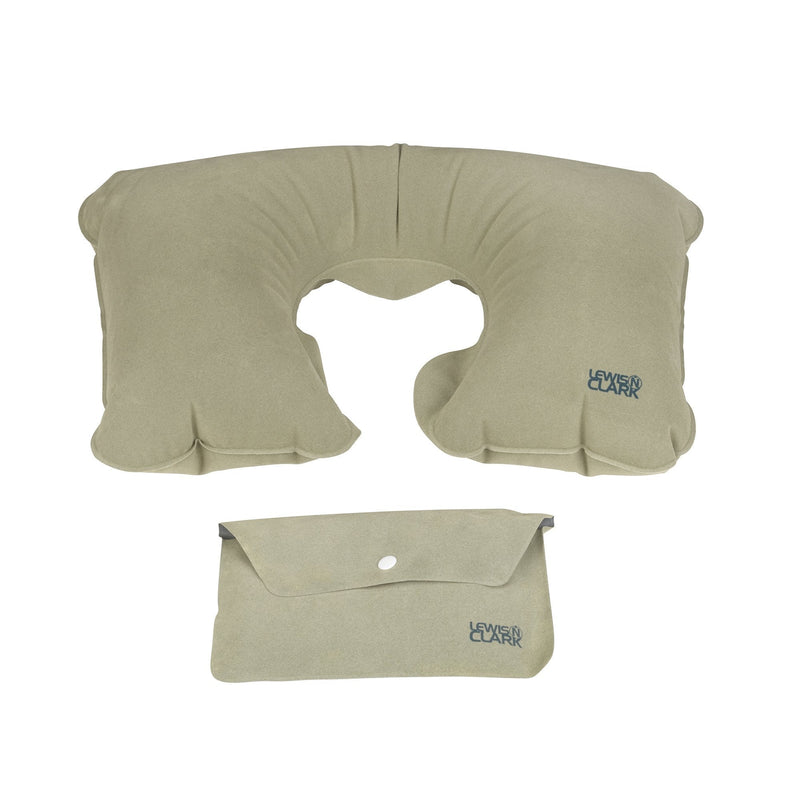 [AUSTRALIA] - Lewis N. Clark Original Neckrest Inflatable Pillow, Waterproof Neck Pillow for Neck Support at the Beach, Pool + Airport Travel with Fully Adjustable Firmness and Included Carrying Pouch, Grey