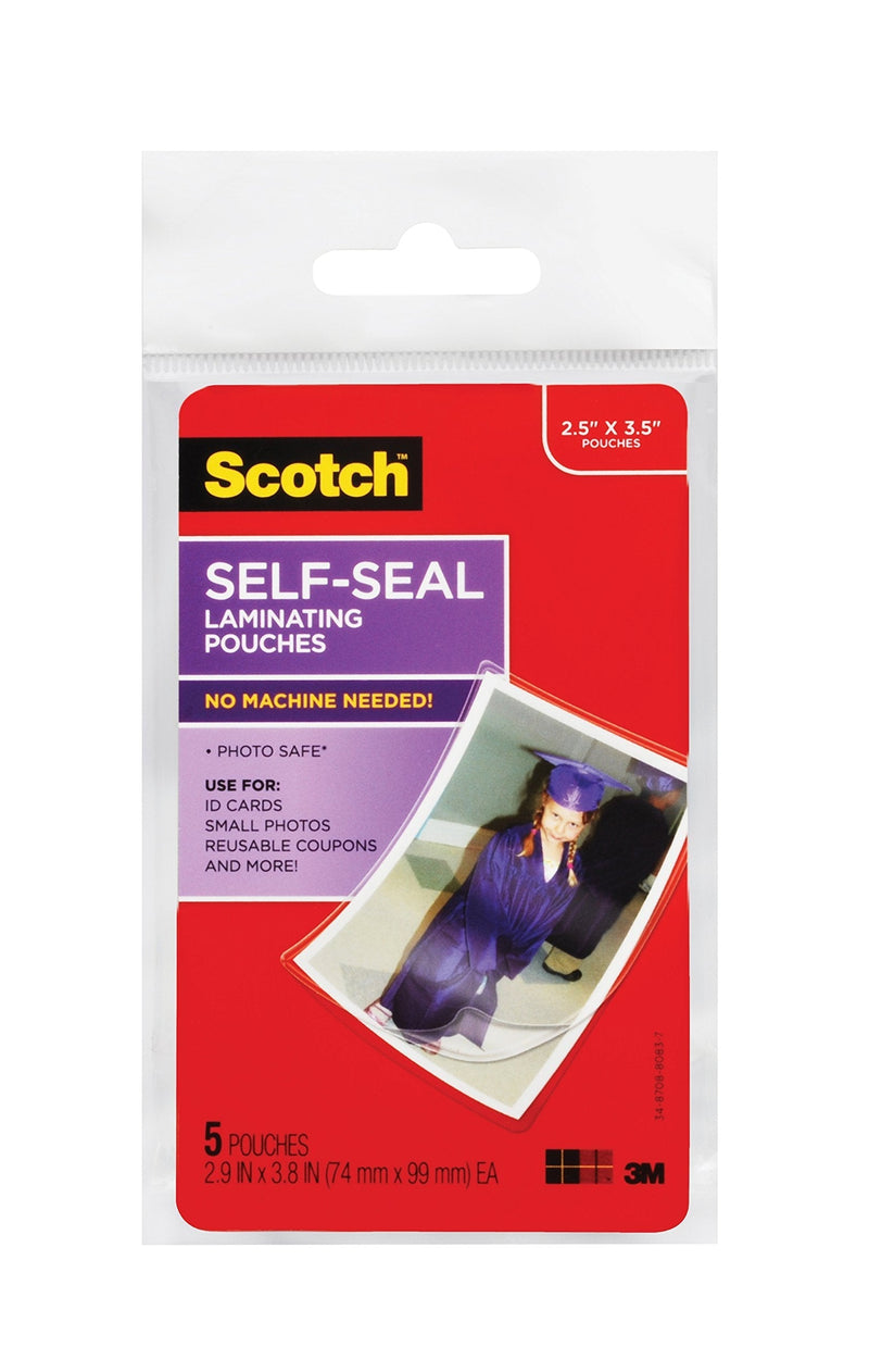  [AUSTRALIA] - Scotch Self-Sealing Laminating Pouches, Gloss Finish, 2.5 Inches x 3.5 Inches, 5 Pouches (PL903G)