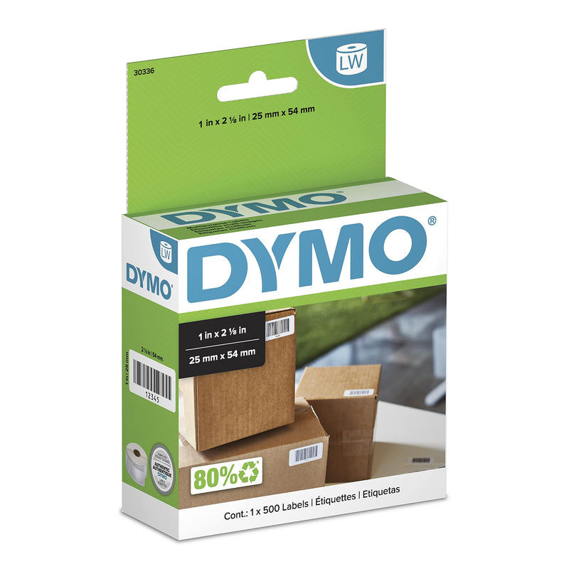 DYMO LW Multi-Purpose Labels for LabelWriter Label Printers, White, 1'' x 2-1/8'', 1 roll of 500 (30336) - LeoForward Australia