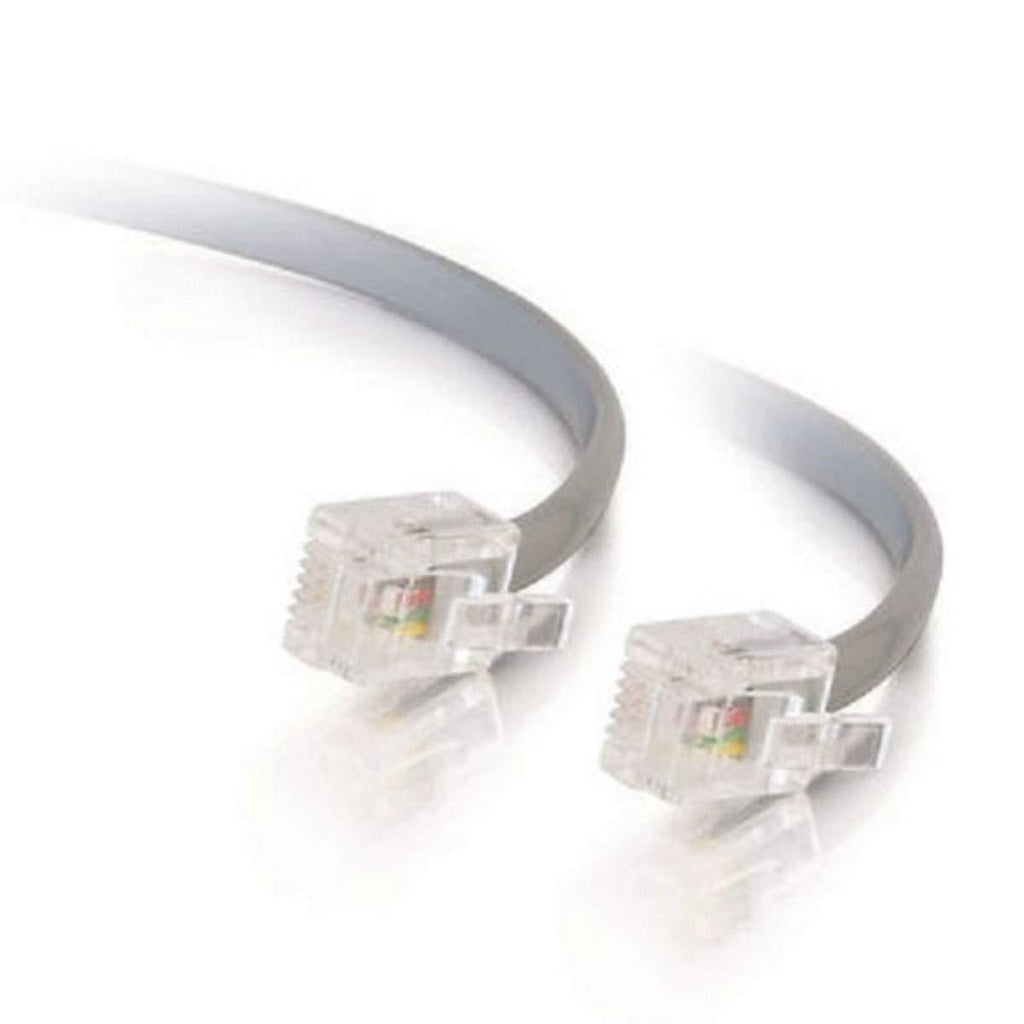 C2G/Cables to Go 09593 RJ11 6P4C Straight Modular Cable, Silver (50 Feet/15.24 Meters) 50 Feet RJ11 Straight - LeoForward Australia